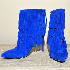 Steve Madden- Size 7 Royal blue suede high heel ankle boots